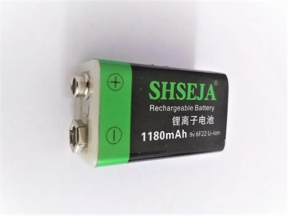 リチウムイオン電池9V,1180mAh,充電式,USB 9V,2個