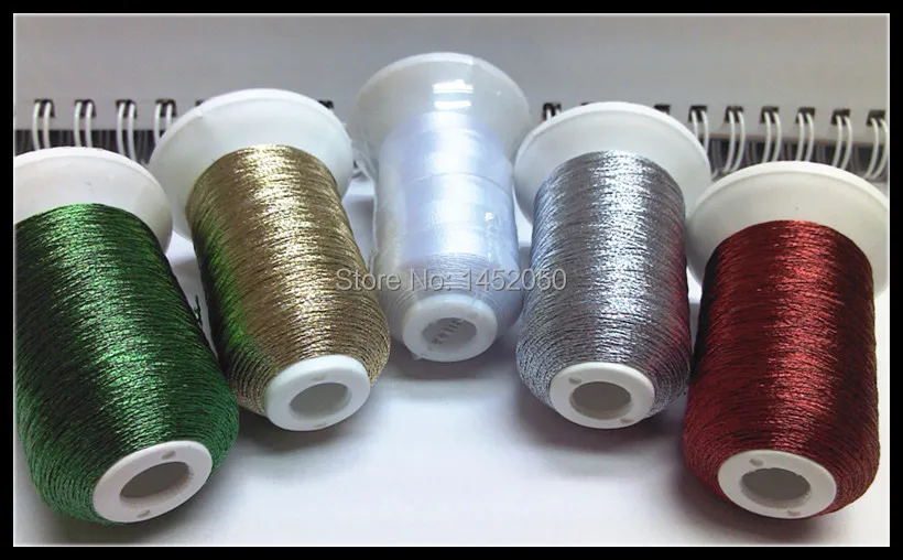 4 Colors Metallic Embroidery Thread + One White Polyester Thread for Brother Home Embroidery Machine