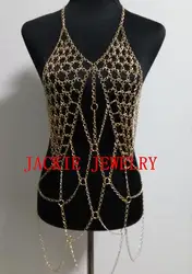 FREE SHIPPING NEW STYLE B713 Women Rock Fashion Gold colour Body Chains Jewelry Unique Design Clothing Chains Jewelry 2 Colors