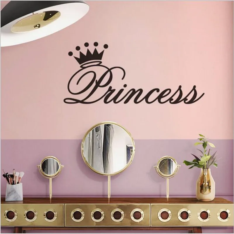 1PCS Black Princess Crown Simple Modern Princess Room Dresser Bedside Sticker Eco-friendly Material 25*11CM HANDANWEIRAN