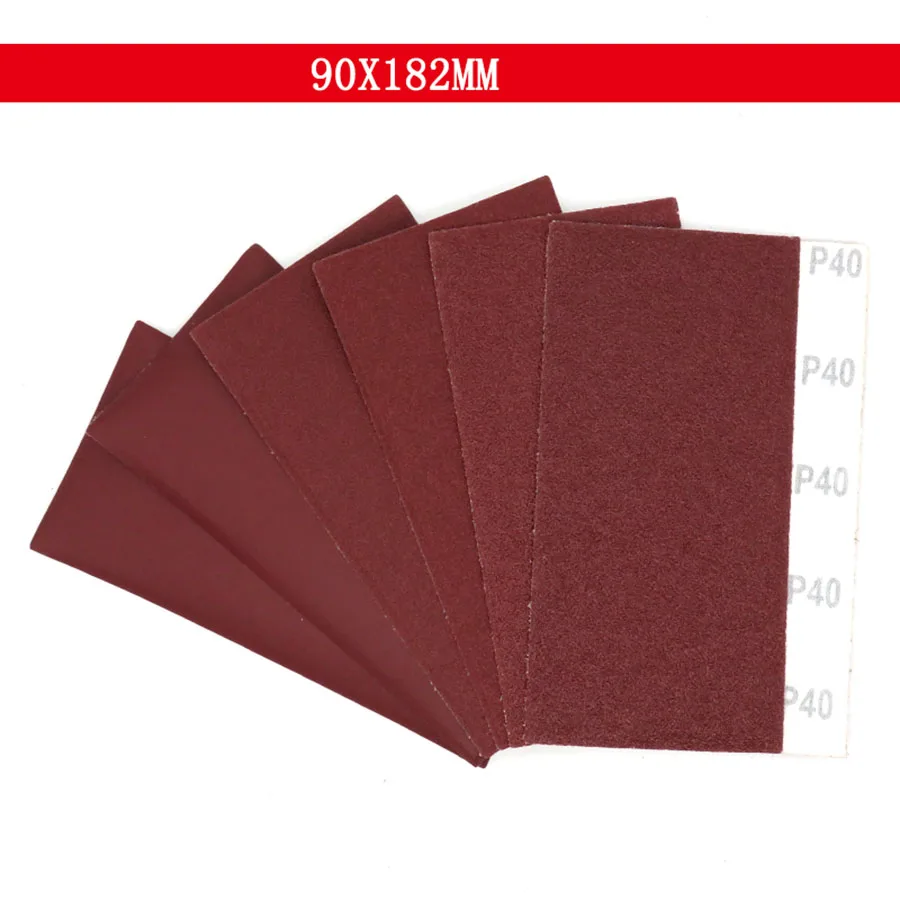 Grit 40 100 400 Hook Loop Sanding Red Polishing 90x182mm Square Sandpaper Sand Sheets