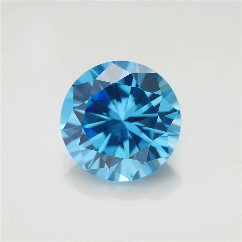 Size 3.0~10mm AAAAA Round CZ Stone European Machine Cut Middle Sea Blue Zircon Synthetic Gems Cubic Zirconia For Jewelry