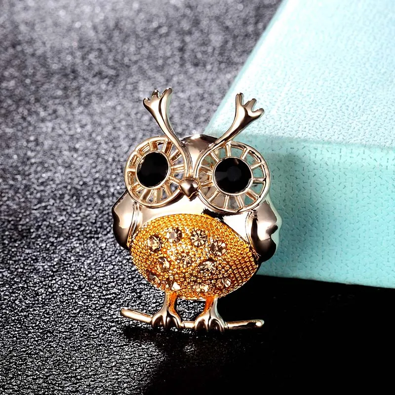 zlxgirl Fashion Carton Men's Enamel owl shape animal Hijab Accessories Women brand gold color men scarf pins nice hats joias