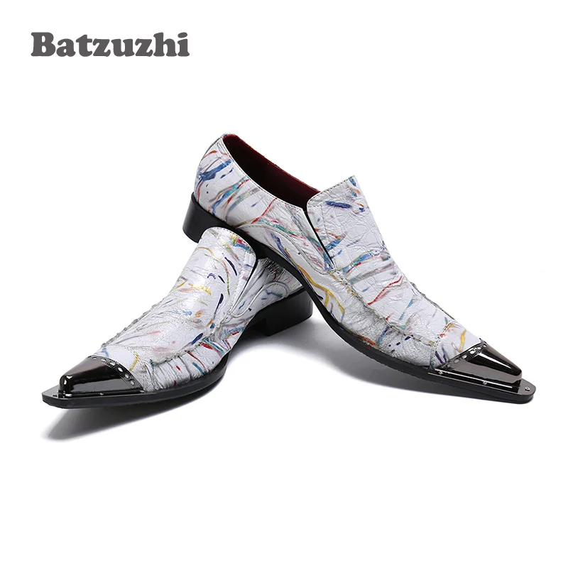 Batzuzhi Handmade Men's Shoes Slip on Designer's Leather Dress Shoes Man Low Heels Fashion Business, Party and Wedding Shoes Man 6