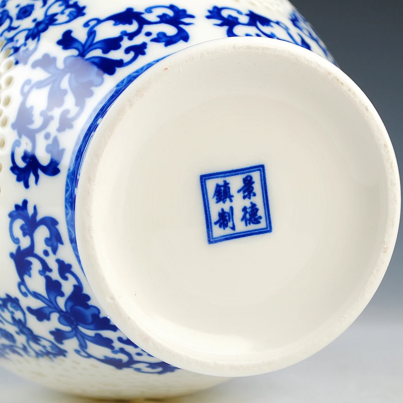 Imagem -05 - Jingdezhen Perfurado Vaso de Porcelana Ornamentos Decorativos Escavado Sorte Artesanato Mobiliário Sala Estar Acessórios Presentes