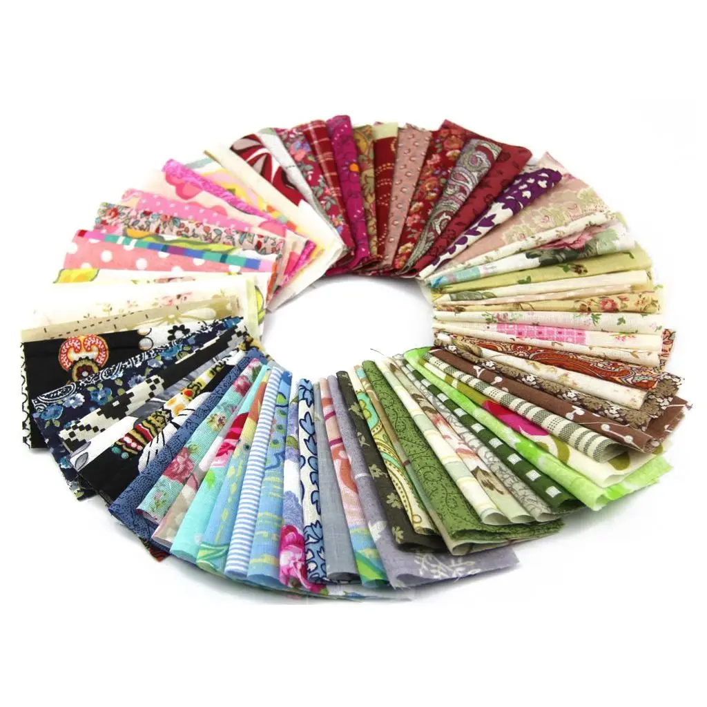 50Pcs Fabric Patchwork Craft Cotton Material Batiks Mixed Squares Bundle DIY Sewing Quilting Fat Quarters Material Tissue