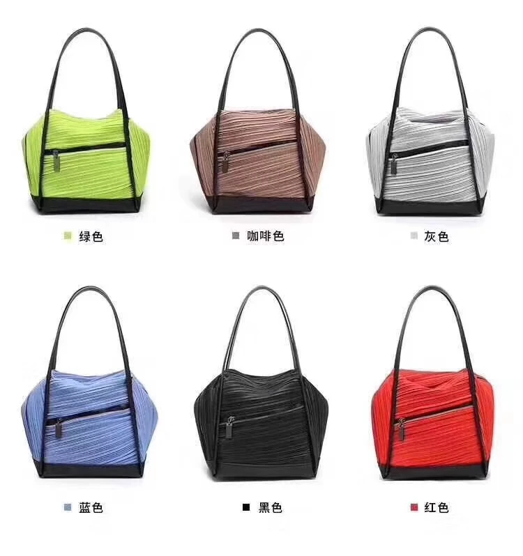 IN STOCK Miyake fold brand fashion ladies hand bag zipper solid  handbag HOT SELLING