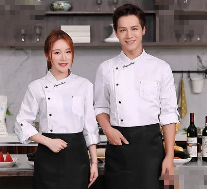 ใหม่ 2019 คุณภาพสูง Chef Uniforms เสื้อผ้ายาวและสั้นผู้ชายอาหารบริการเสื้อผ้าทำอาหาร 4 ชุดสี chef แจ็คเก็ต