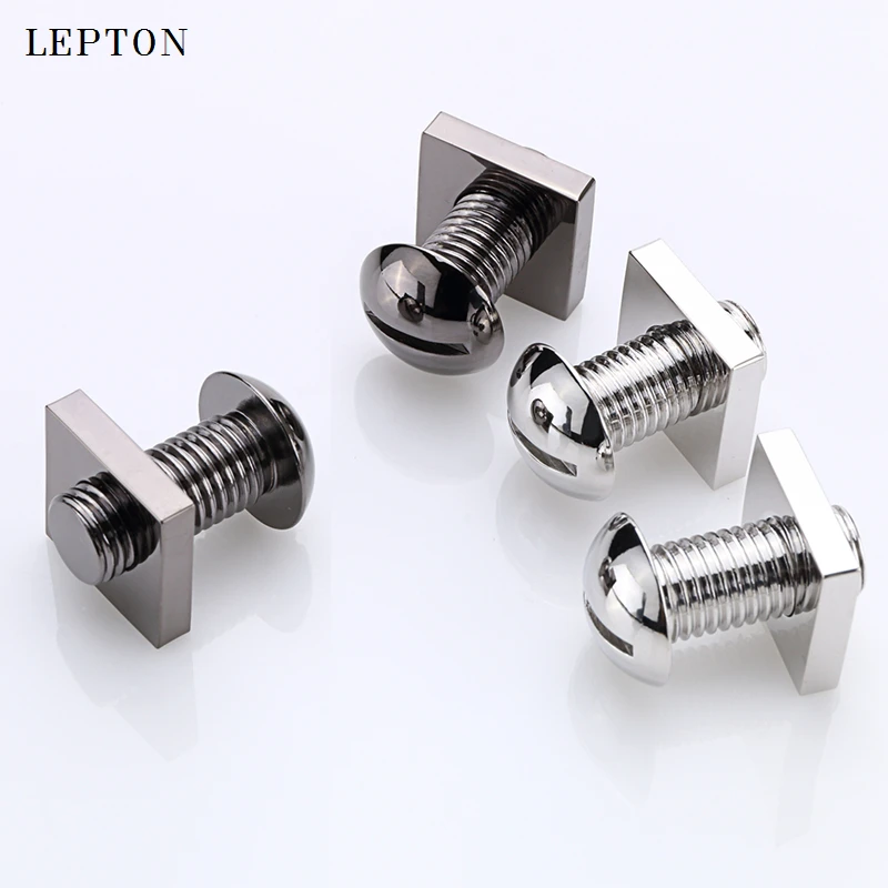 

Hot Sale Metal Nut Cufflinks for mens Lepton Black & Silver Color novelty Cool Screw Men's Dress Suit Shirt Tie Clips&Cuff Links