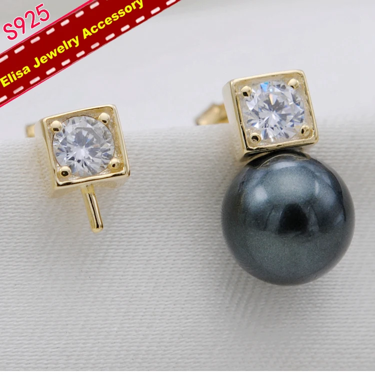 

Classic Pearl Stud Earrings Settings S925 Sterling Silver Pearl Earrings Components Women DIY Jewelry Accessory 3Pairs/Lot