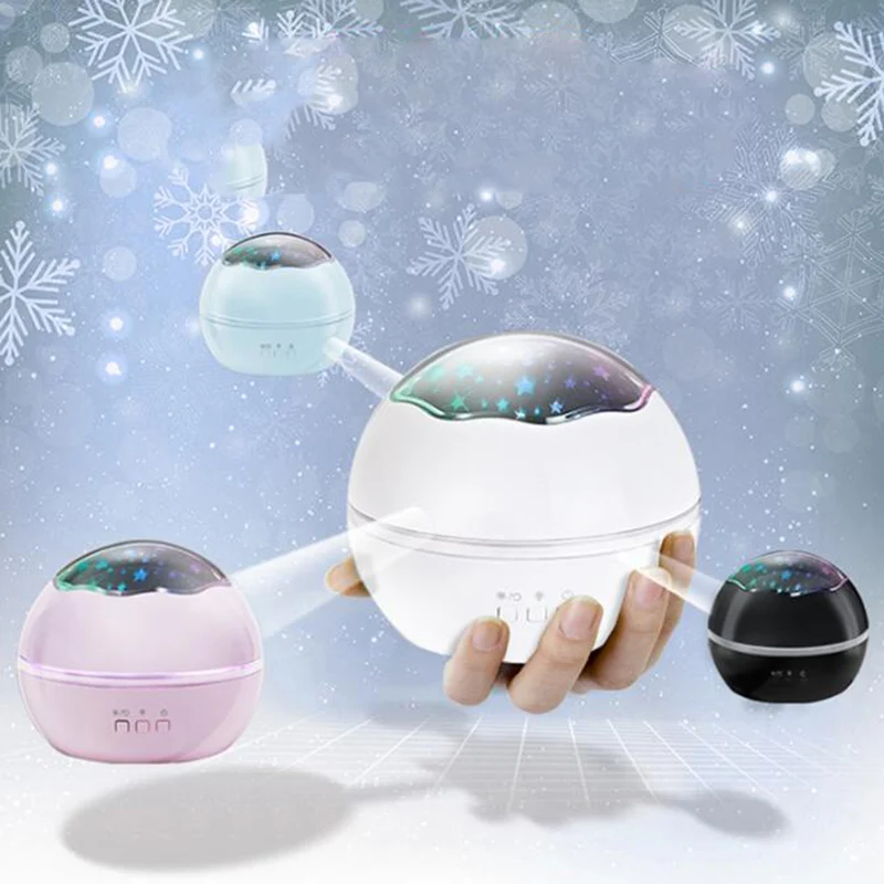 mycyk Small ball romantic stars rotating projection lamp baby sleeping lamp bedroom small night light Starry Moon Night light