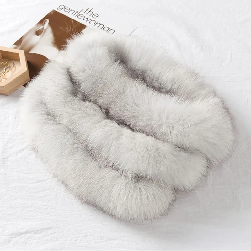 Fashion Winter Real Fox Fur Snood Scarf Women Genuine Fur Round Scarves 2018 Hot Sale Ladies Scarfs Warm Neck Warmer Endness