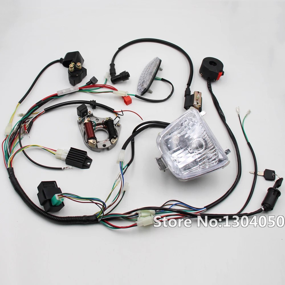 Full WIRING HARNESS CDI Coil Regulator Magneto Lights 50cc 110cc 125cc QUAD ATV BIKE NEW