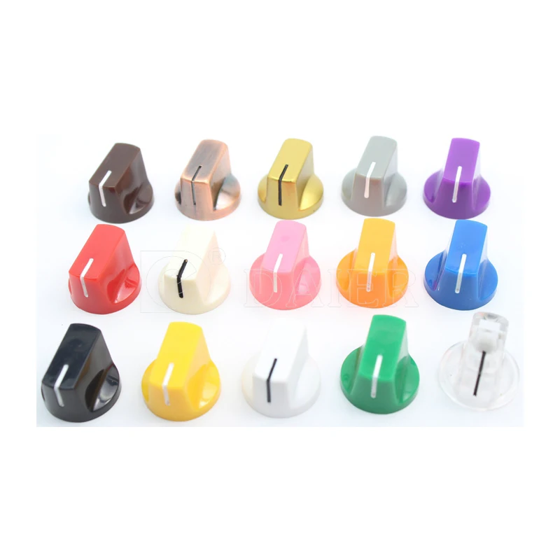 10PCS Plastic Knob With 6.35mm Shaft Hole Diameter DAVIES 1510 Clone Potentiometer Pedal Cap Colorful Color Guitar Cap