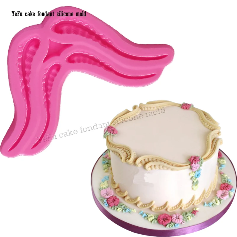 

Lace pattern border vine Wedding party cake decorating tools fondant DIY silicone mold baking mould cooking mds F0890