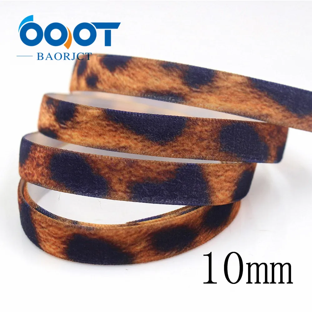 Ribbons 5yards Printed Leopard Velvet Ribbon DIY Hair Bow Tie Collar Hand Craft Materia I-181109-189