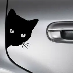 Creative Black Cat Face Peeking Car Stickers Automotive Window Decoration Reflective Window Door Decal