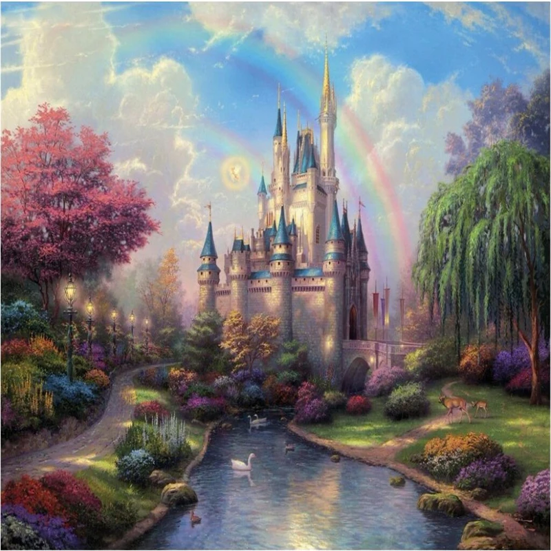 

Custom Size wallpaper Fantasy Castle children's background decorative painting self adhesive relief material 3d wallpaper murals