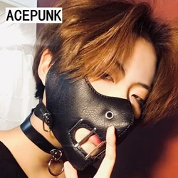 Punk Black PU Leather Fashion Half Face Cosplay Rivet Mask Cosplay Anti-Dust Steampunk Motorcycle Biker Masks 2020 New