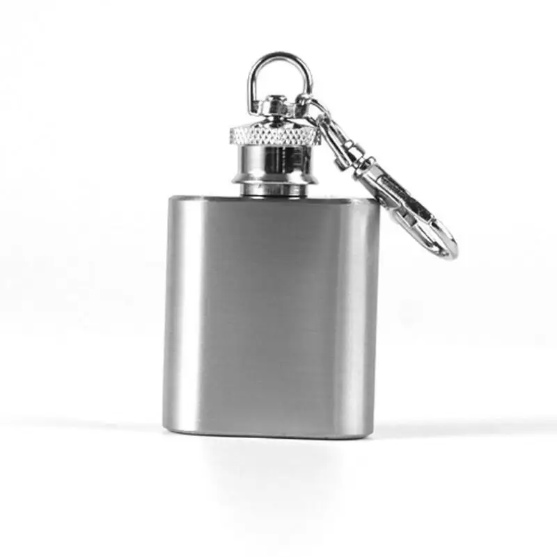 

1oz Mini Hip Flask Strap Stainless Steel Metal Portable Pocket Flagon Alcohol Wine Bottle With Keychain LX7412