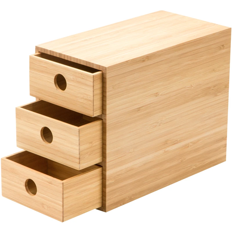 

Unique fashion modeling bamboo drawer storage box Pretty Desktop finishing storage box