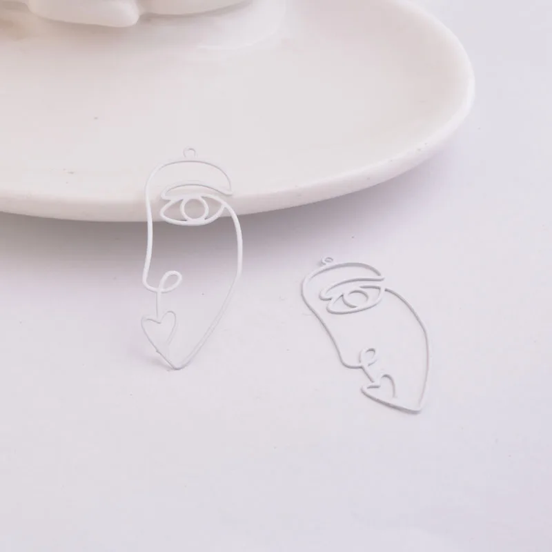 50 Stück AC9607 15*38mm Kreative Gesichts-Ohrringe DIY Handgemachte Charms Metall-Schmuckanhänger – Detail 7