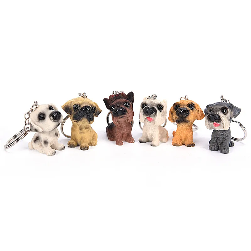 3D Resin Cute Dog Key Chain For Lovers Animal Keyring Key Ring Holder Pom Gift For Women Girl Bag Charms Keychains For Car