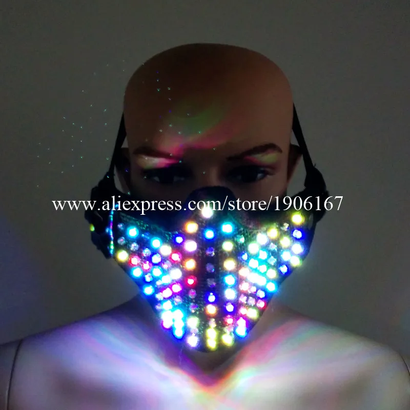 Wholesale 5 Pcs Colorful Led Luminous Mask Illuminate Flashing Halloween Masquerade Party Masks Performance Stage Dancewear