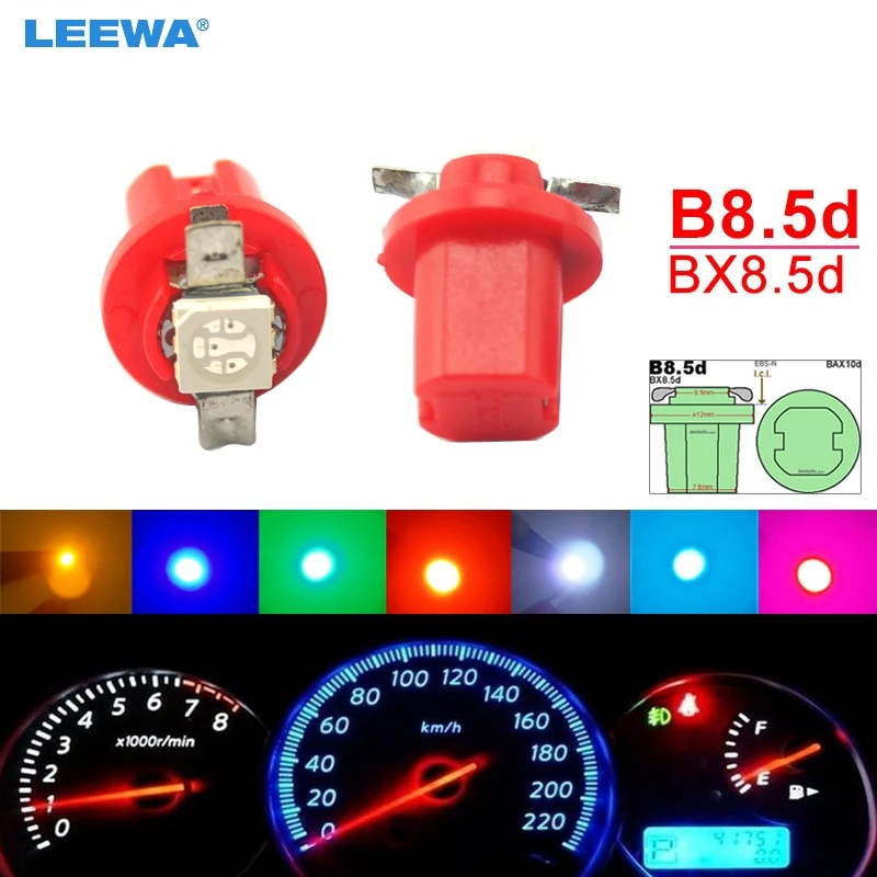 LEEWA 5PCS Car 12V B8.5d/BX8.5d/BAX10d 1SMD 5050 Gauge Dashboard LED Light Interior Lamp White/Blue/Green/Pink/Ice blue #CA4237