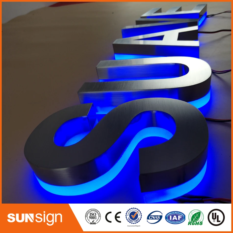 Top dijual stainless steel akrilik 3d backlit lampu sign led huruf