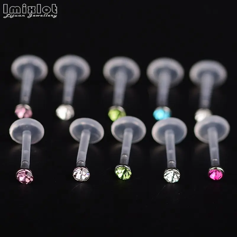 10Pcs Bioplast Flexible Labret Lip Ring Ear Helix Tragus Cartilage Studs Piercing Mixed Color Body Piercing Jewelry