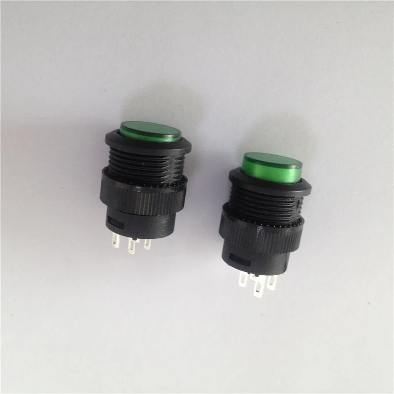 

2pcs R16-503AD AC 250V 3A YT113 16mm Locking Latching Green Light Off/On Push Button Switchs Drop Shipping