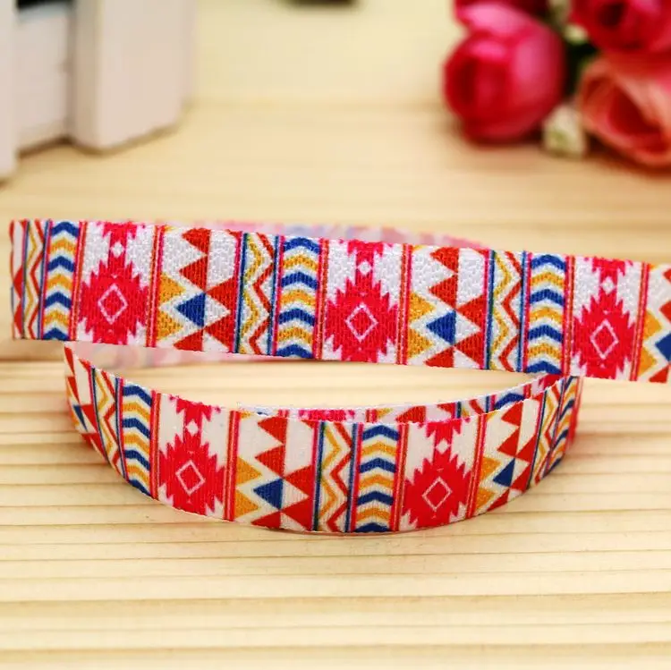 5/8''  Fold Elastic aztec printed headband headwear hairband diy decoration wholesale OEM H5006