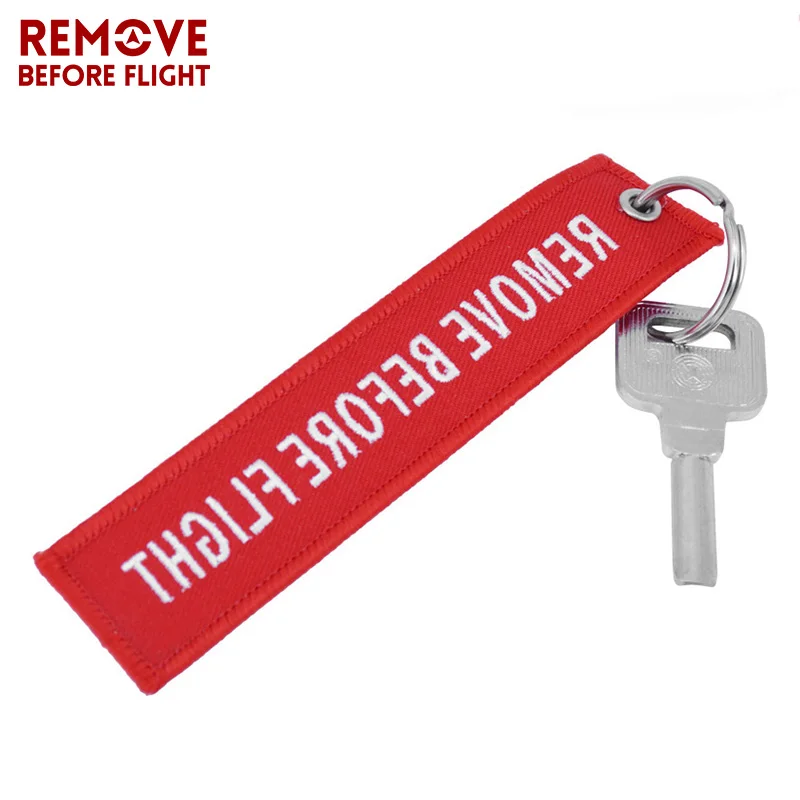 REMOVE BEFORE FLIGHT Wholesale Keychain for Motorcycles and Cars Key Chains Jewelry 100 PCS Aviation Gifts Embroidery Key Chain