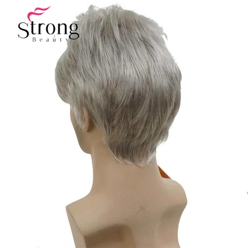 StrongBeauty Short Silver gray Wig Mens Short Synthetic Hair Wigs COLOUR CHOICES