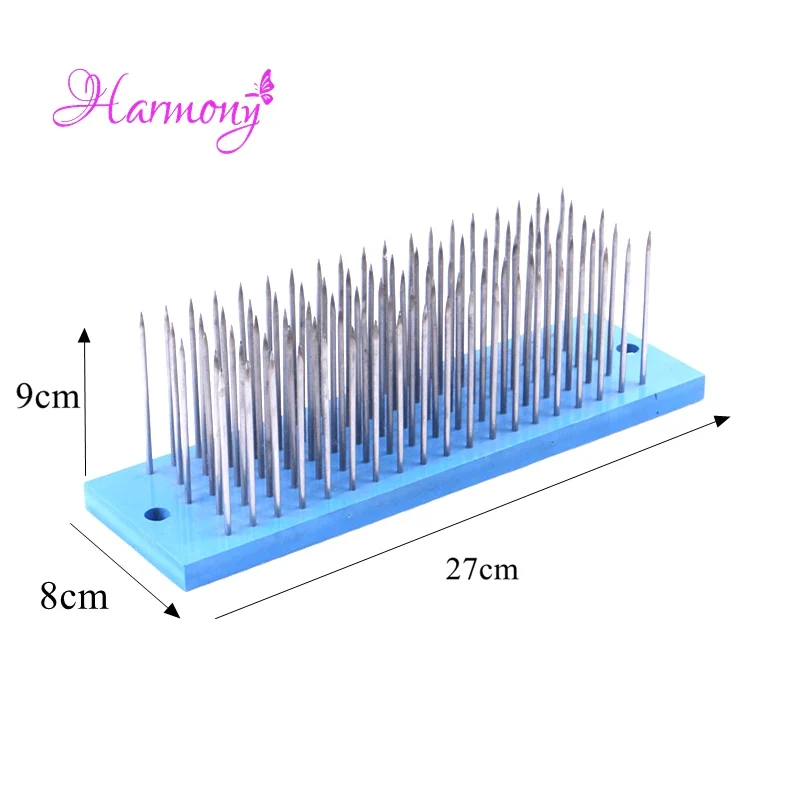 2pcs/lot  Blue color Hair Hackle 93 Teeth Stainless Steel Needles Hackles for Raw Hair Making Hair Bulk Hair Extensions Factory