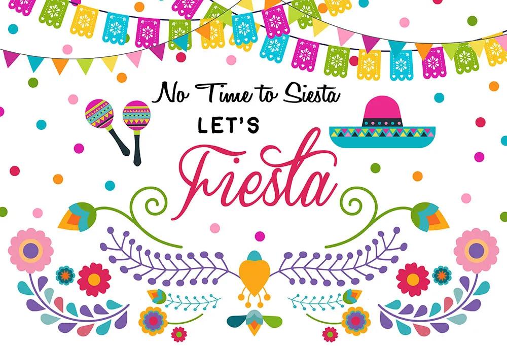  Mexico Fiesta Theme Backdrop for Photography Birthday Baby Shower Background Mexican Elements Backdrops for Studio