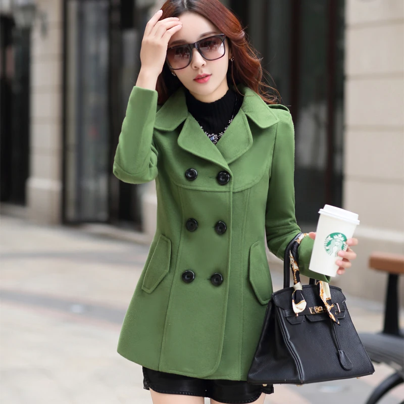 Women Woolen Coats Winter Trench Coat Fashion Cocoon Wool Long Coat Tops Women\'s Wool Woat Elegant Bodycon Double Breasted Coat