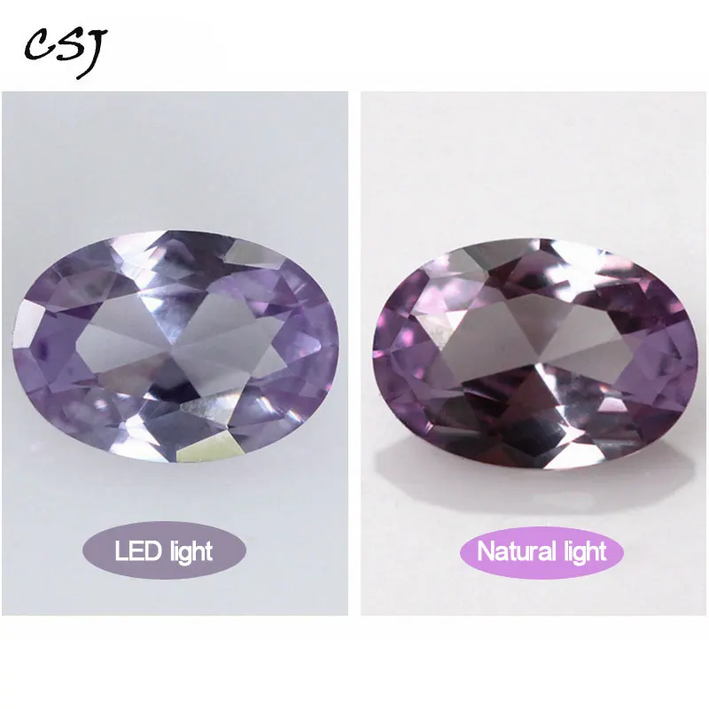 CSJ Created Alexandrite Loose Gemstone Oval Cut For Diy Jewelry 925 Silver Mounting Fine  Faceted Bead Stone Color Change