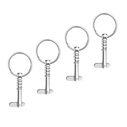 4 Pieces Boat Bimini Top Fitting Hardware Spring Loaded Quick Release Pins 1/4' 316 stainless steel with Pull Ring
