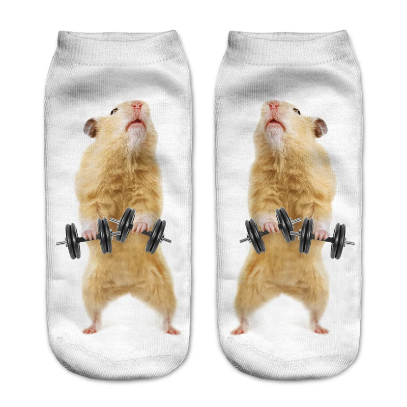 KLV-Chaussettes imprimées en 3D pour femmes, plusieurs styles, animal mignon, fitness, hamster, kawaii, drôle, mode estivale