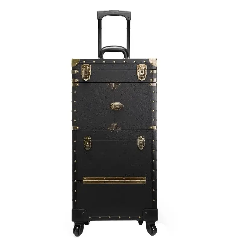 Frauen große kapazität Trolley Kosmetische fall Roll Gepäck tasche, Stylist Retro Schönheit Tattoo Trolley Koffer, Nägel Make-Up Toolbox