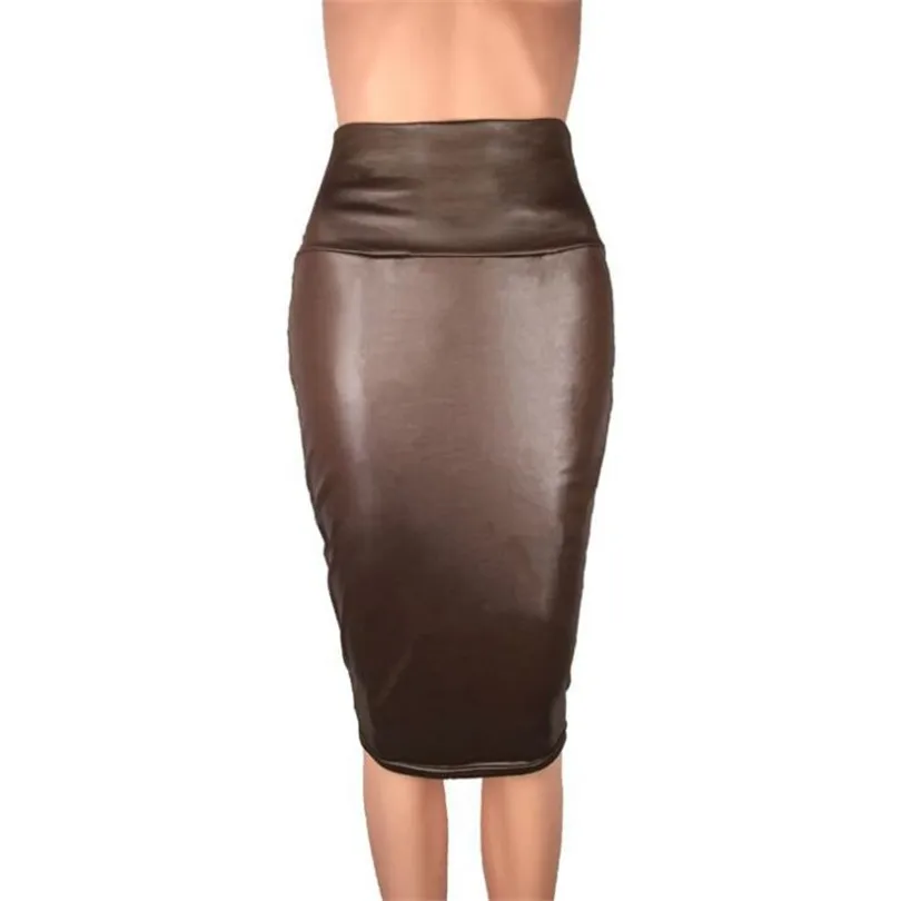 YRRETY Black Leather Skirt Back Split Women Sexy Bodycon Clubwear High Waist Vintage Long Office Pencil Package Hip Clothing