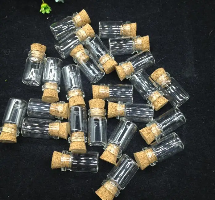 

500pcs 10x18mm wholesale diy Cute Mini Clear Cork Stopper Glass drift Bottle Vial Jars Containers Small Wishing Bottle paty gift