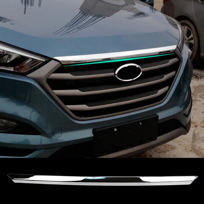 BBQ@FUKA FIT FOR 2015-2017 TUCSON CHROME FRONT HOOD BONNET GRILLE LIP COVER TRIM BAR GARNISH