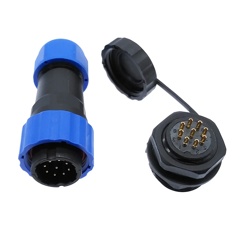 SP20 IP68 waterproof connector 2 pin 3/4/5/6/7/8/9/10/12/14Pins connectors plug and socket