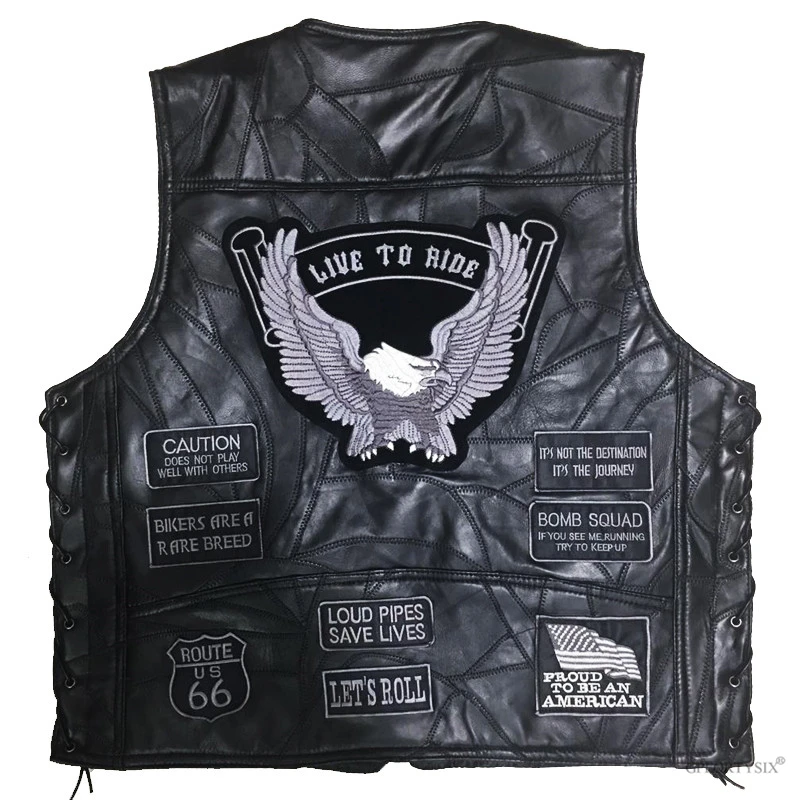 

Men Biker Leather Motorbike Vest Black Motorcycle Hip Hop Waistcoat Vintage Male Punk Solid Spring Sleeveless Jacket