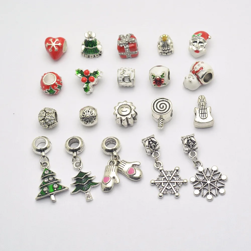 Mixed Christmas Series snowflake Charms Beads Fit Pandora Charms Bracelet Women Fashion Bead 20pc/lots  feng0015