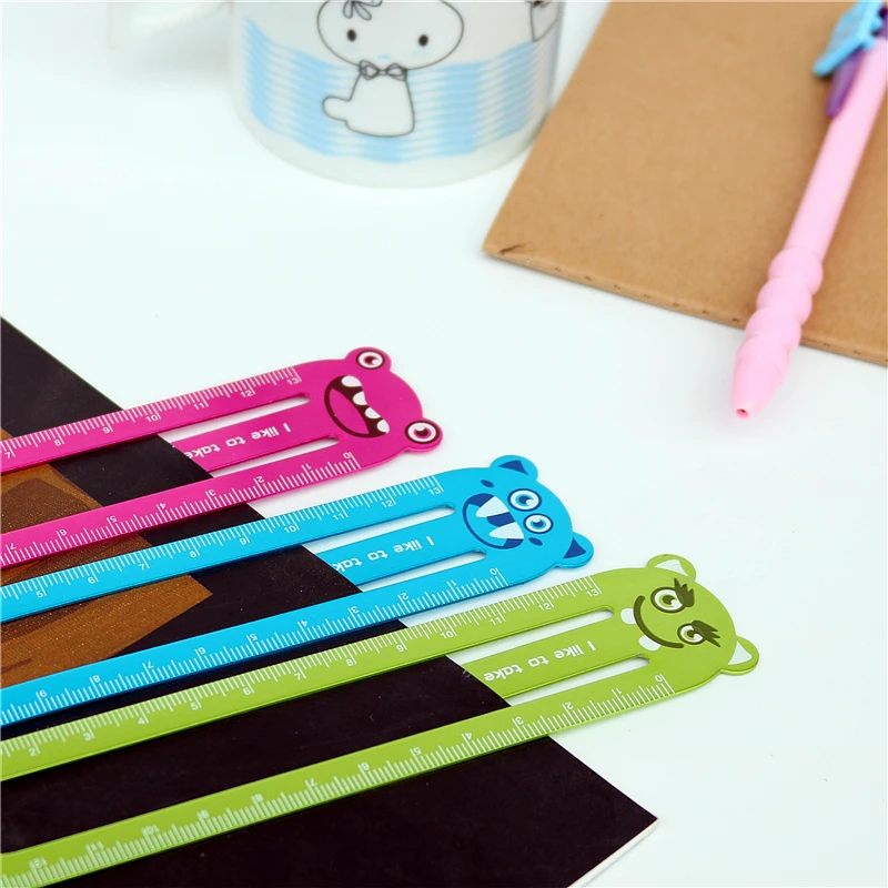 1PC Metal bookmark Straight Ruler Cute cartoon aluminum alloy student ruler