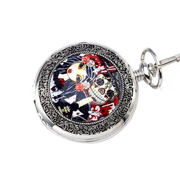 New Fashion Tim Burton's Corpse Bride Quartz Pocket Watch Women man Female Accessory FOBChain Gift